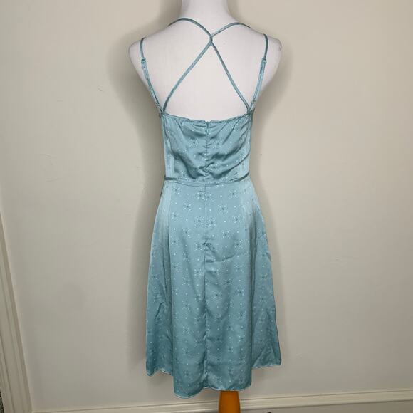 August 1 Eight Green Silky A Line Dress Small - Picture 2 of 11